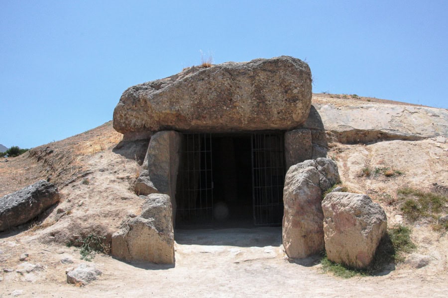 The impressive monumental opening of 4,500 year old Dolmen de Menga in Andalucia.