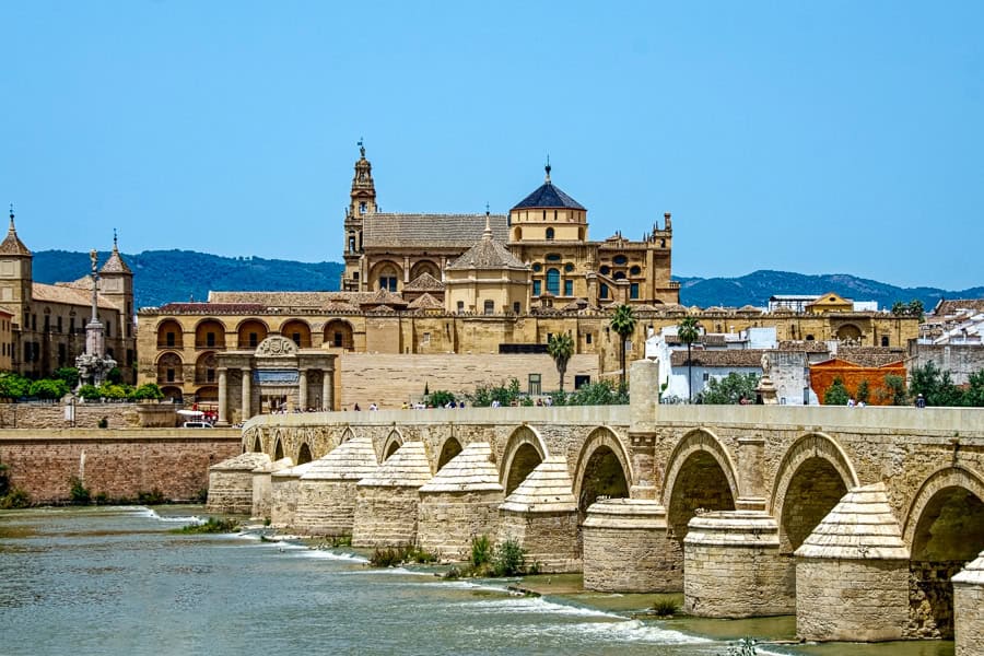 View towards Cordoba across the Puente Romano.