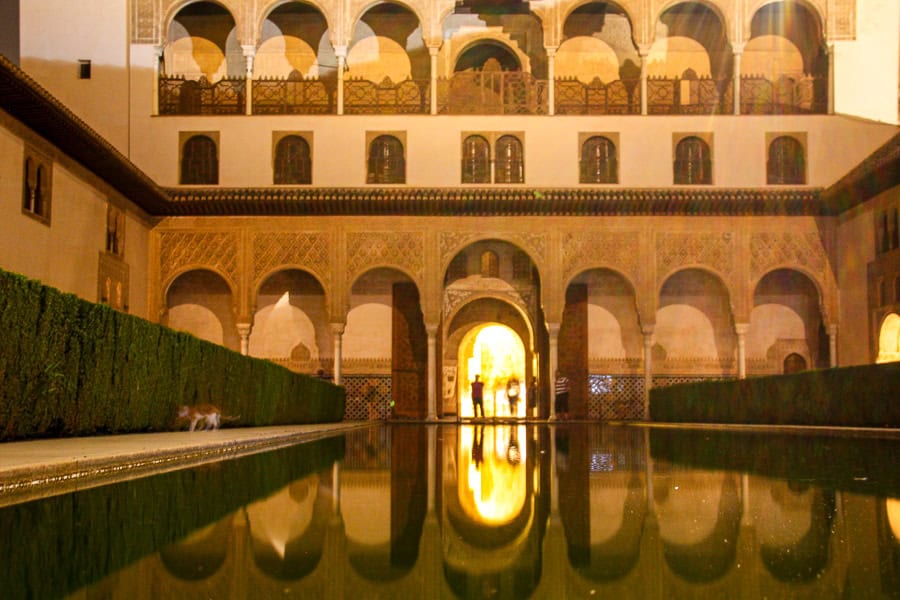 Night time reflections at Granada’s Alhambra.