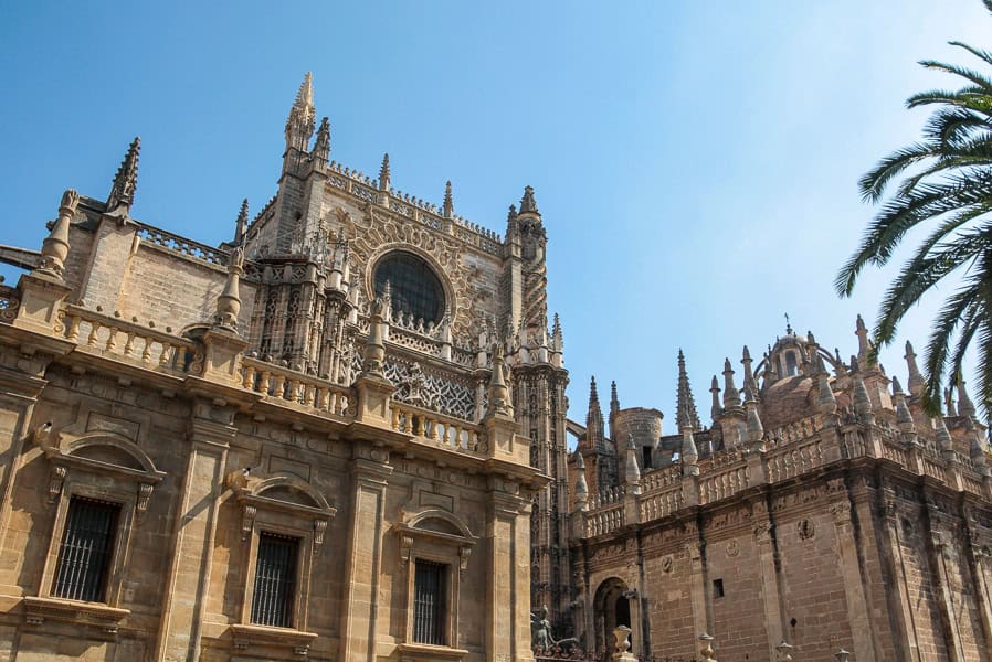 The ornate exterior of the Catedral de Sevilla in southern Spain.