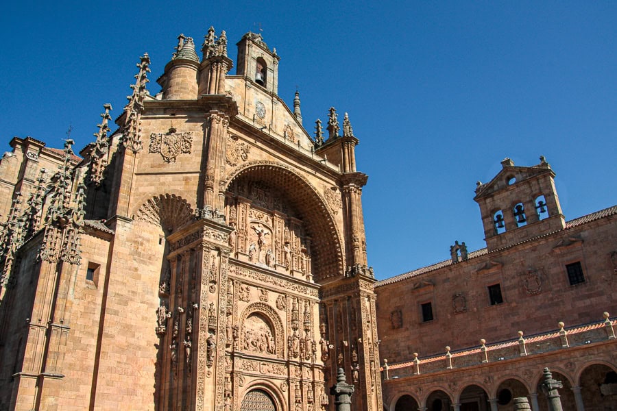 Ornate Convent of San Esteban in Salamanca, one of the most beautiful cities we visited during our two weeks in Spain.