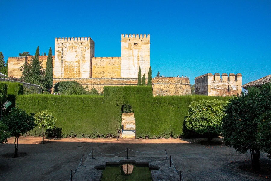 View of the mighty Alcazaba, the Alhambra's imposing fortress.