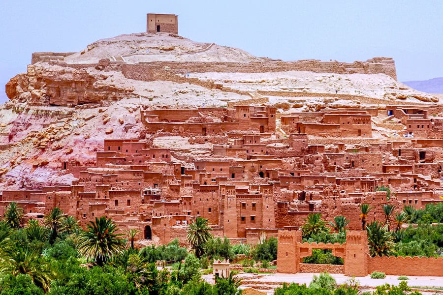 The UNESCO listed kasbah of Ait Benhaddou rises from the landscape – a fabulous day tour option while visiting Marrakech.