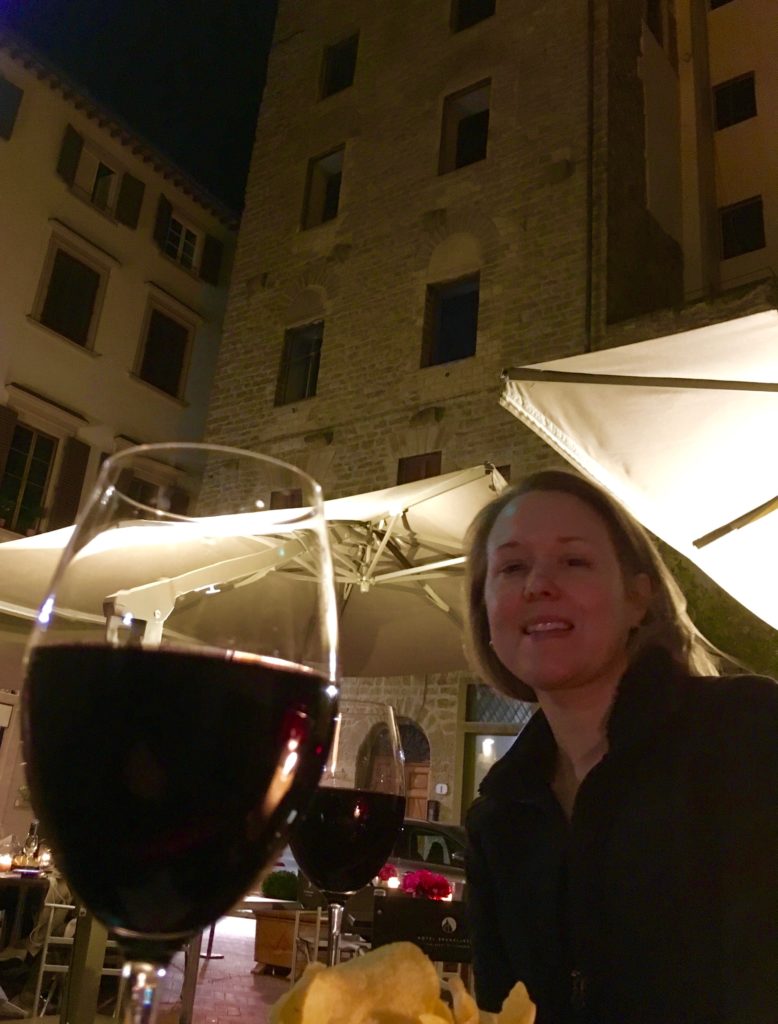 Glass of Chianti Under the Tower of Pagliazza in Florence