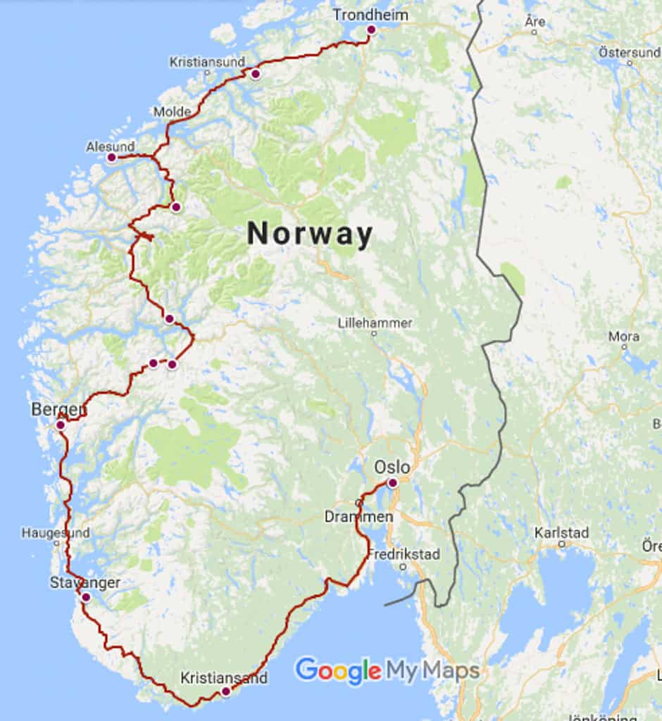 Norway Road Trip Map 