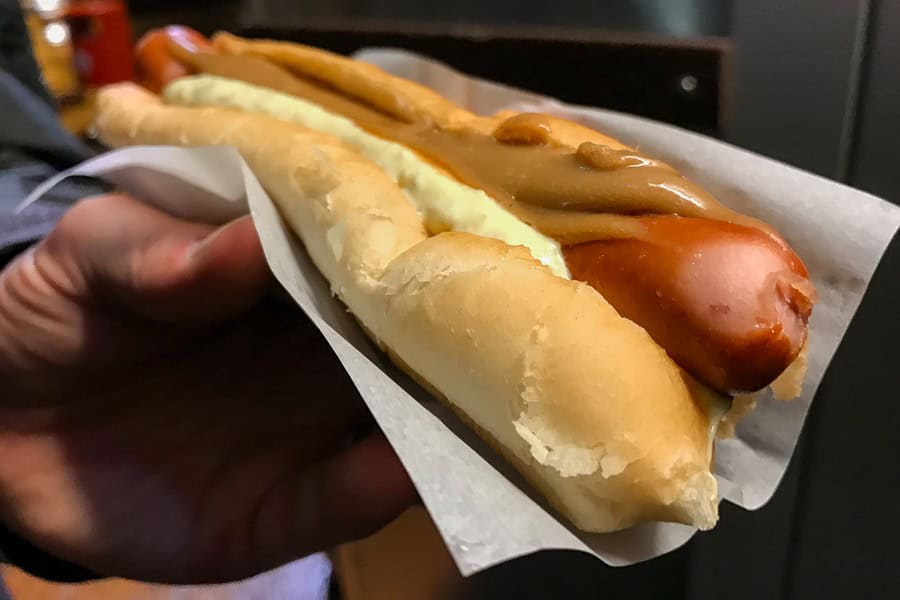 The famous Bæjarins Beztu hot dog sampled on Day One of our Iceland road trip itinerary.