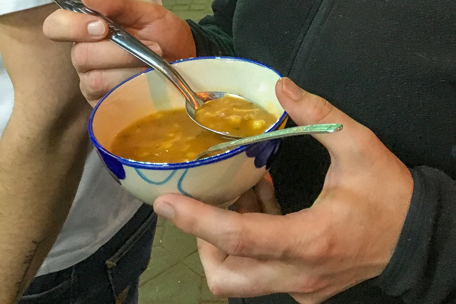 A steaming bowl of tasty harira is a pretty typical treat during food tours in Marrakech. 